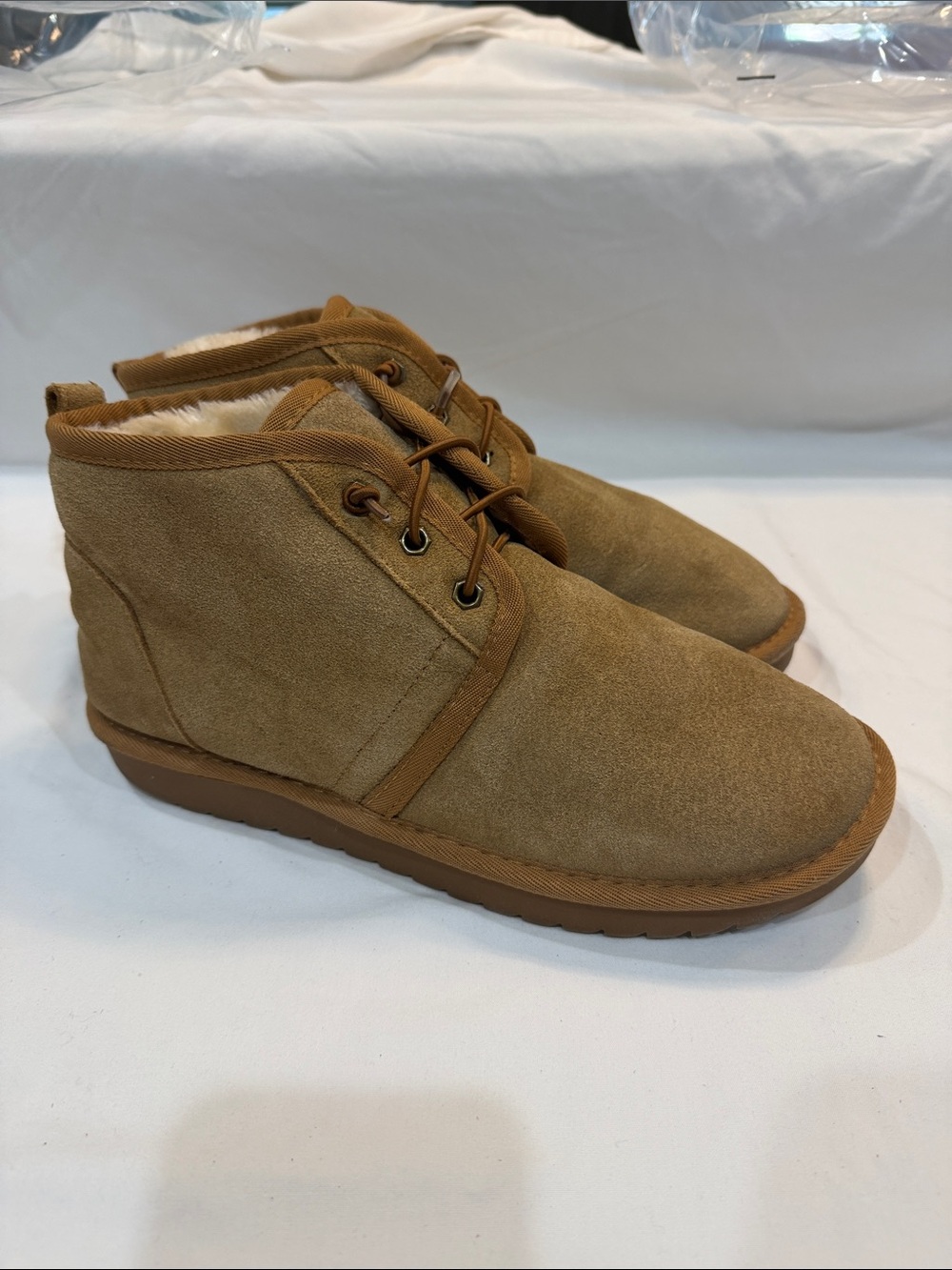Men's Suede Chukka Boots with Shearling Lining - Brown
